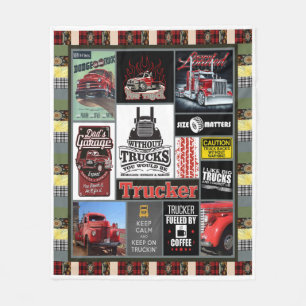 Truck Driver Trucker Fueled By Coffee Fleece Blanket