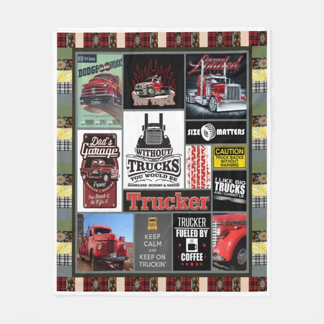 Truck Driver Trucker Fueled By Coffee Fleece Blanket (Front)