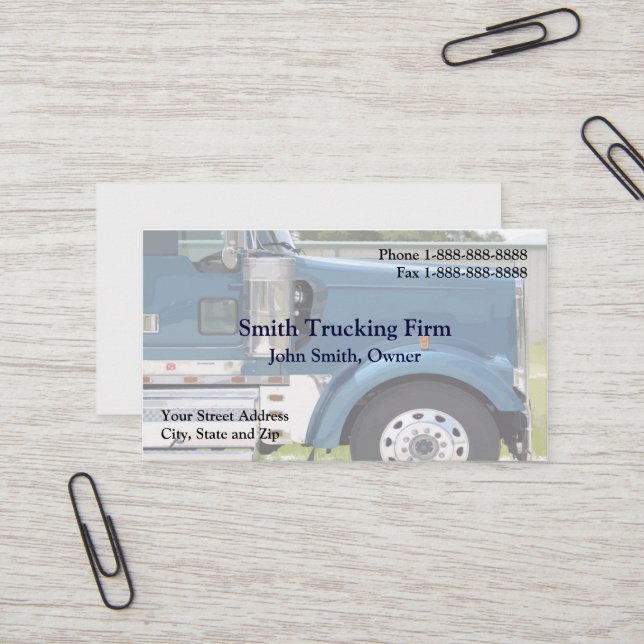 Truck Driver Trucking Firm Business Card (Front/Back In Situ)