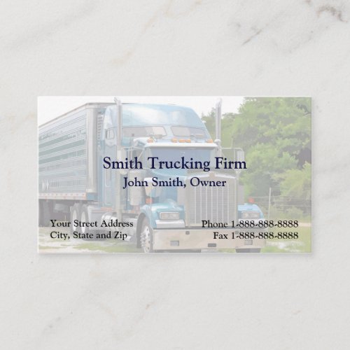 Truck Driver Trucking Firm Business Card