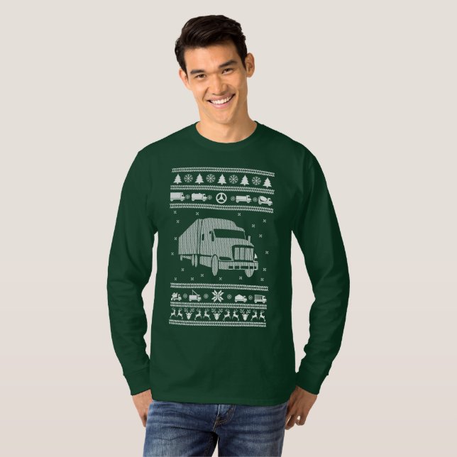 Truck Driver Ugly Christmas Sweater (Front Full)