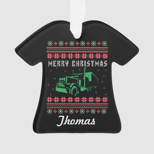 Truck Driver Ugly Christmas Sweater Ornament