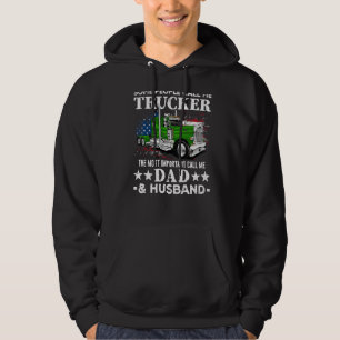 Truck Driver US Flag Trucker Dad And Husband Hoodie