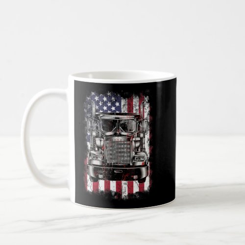 Truck Driver USA American Flag Vintage Trucker Tru Coffee Mug