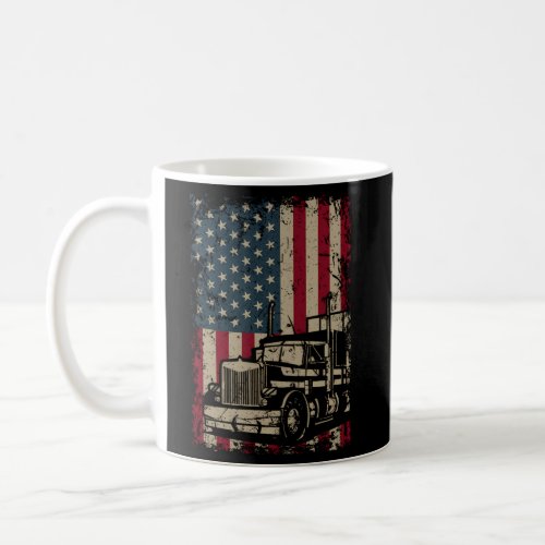 Truck Driver Usa Flag Patriotic Trucker Coffee Mug