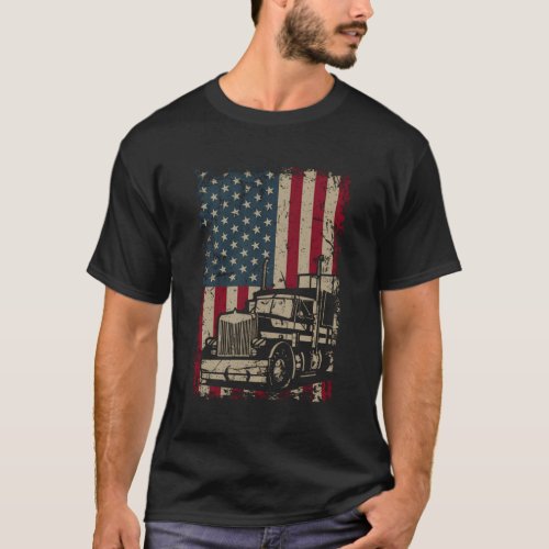 Truck Driver Usa Flag Patriotic Trucker T_Shirt