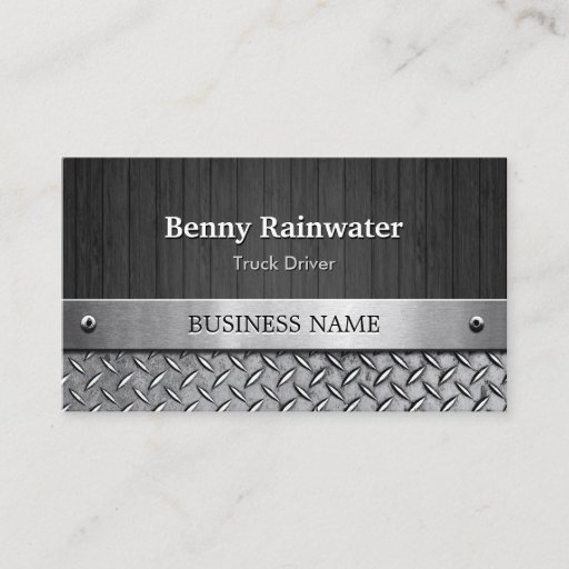 Customizable Truck Driver - Wood and Metal Look Business Card
