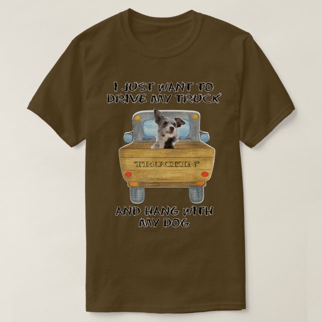 Truck Driving Dog Australian Cattle Dog  T-Shirt (Design Front)