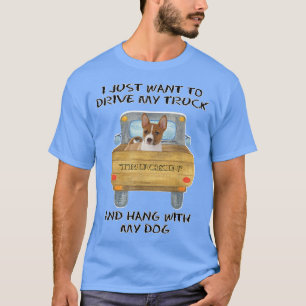 Truck Driving Dog Basenji  T-Shirt