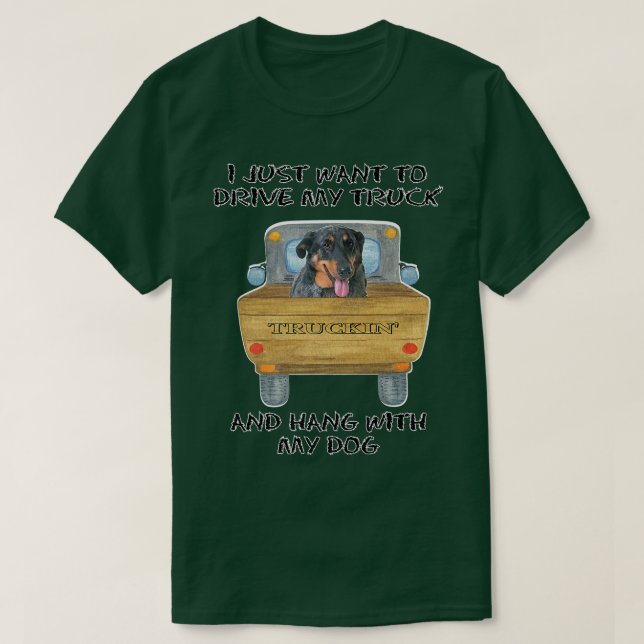 Truck Driving Dog Beauceron  T-Shirt (Design Front)