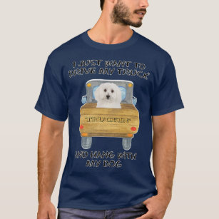 Truck Driving Dog Bichon Frises  T-Shirt