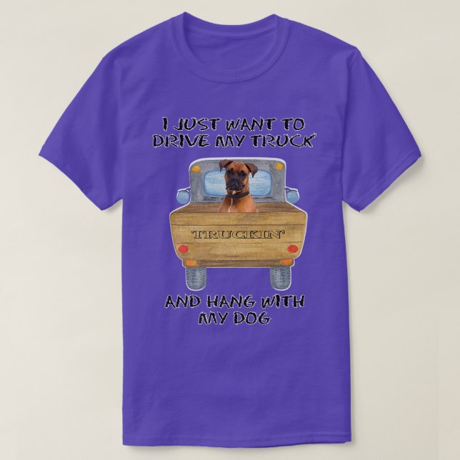 Truck Driving Dog Boxer  T-Shirt (Design Front)