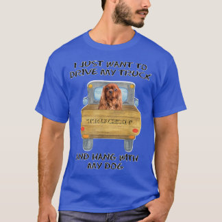 Truck Driving Dog Cavalier King Charles Brown  T-Shirt
