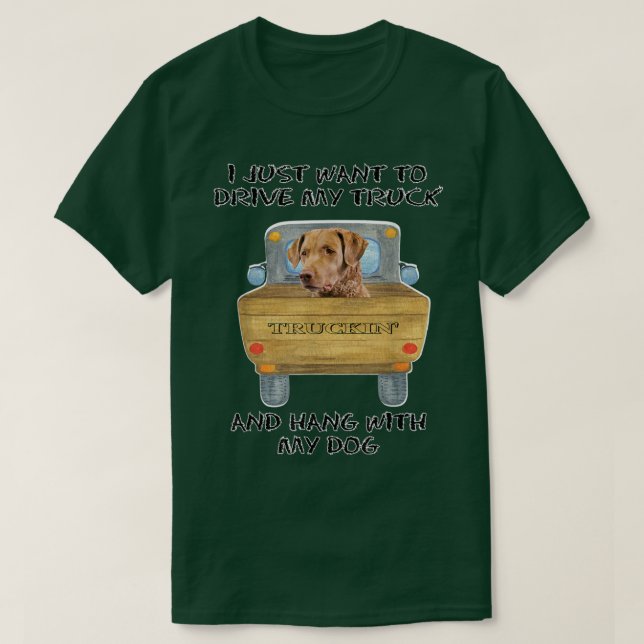 Truck Driving Dog Chesapeake Bay Retriever  T-Shirt (Design Front)