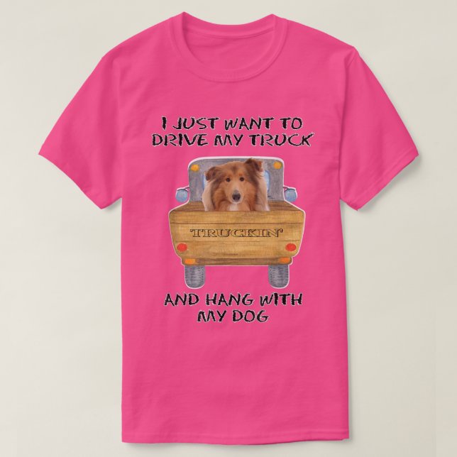 Truck Driving Dog Collie  T-Shirt (Design Front)