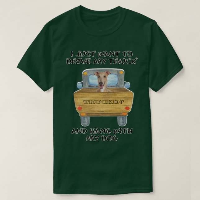Truck Driving Dog Greyhound  T-Shirt (Design Front)