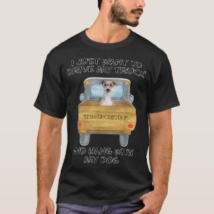 Truck Driving Dog Greyhound w Glasses T-Shirt