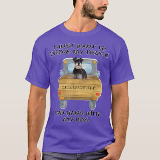 Truck Driving Dog Miniature Schnauzer 2808 T-Shirt