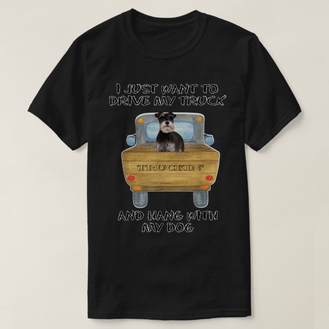 Truck Driving Dog Miniature Schnauzer 2  T-Shirt (Design Front)