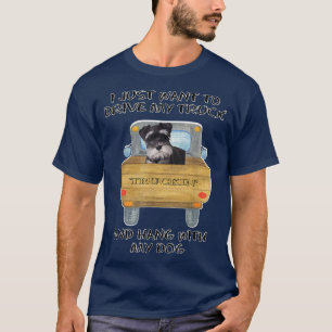Truck Driving Dog Miniature Schnauzer  T-Shirt