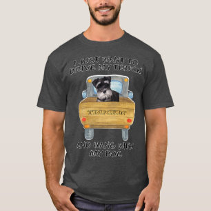 Truck Driving Dog Miniature Schnauzer  T-Shirt