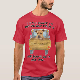 Truck Driving Dog Pitbull  T-Shirt