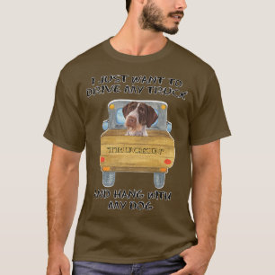 Truck Driving Dog Pointers German Wirehaired  T-Shirt