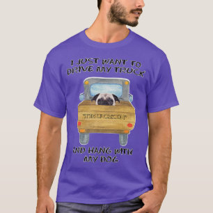 Truck Driving Dog Pug  T-Shirt