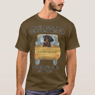 Truck Driving Dog Rottweiler  T-Shirt