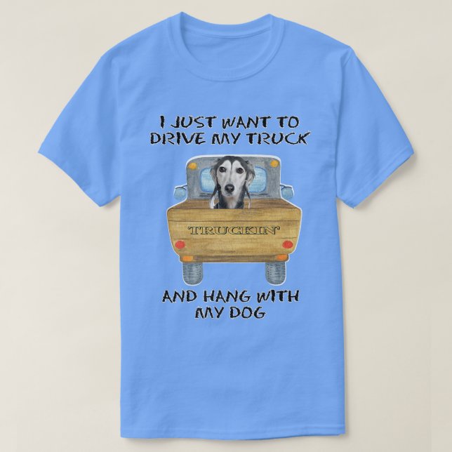 Truck Driving Dog Saluki  T-Shirt (Design Front)