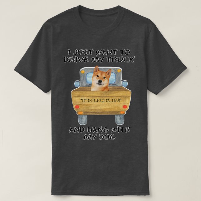 Truck Driving Dog Shiba Inu  T-Shirt (Design Front)