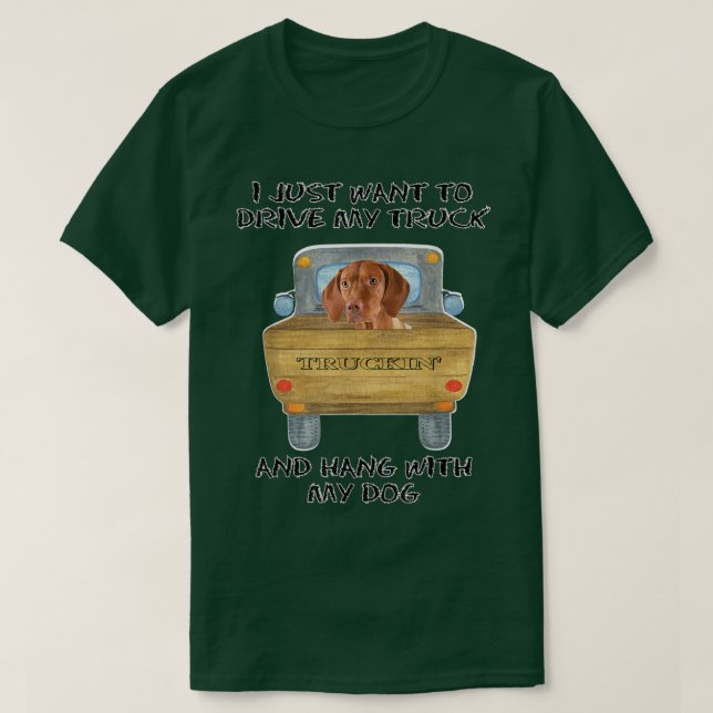 Truck Driving Dog Vizslas  T-Shirt (Design Front)