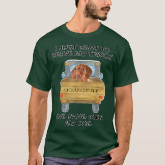 Truck Driving Dog Vizslas  T-Shirt
