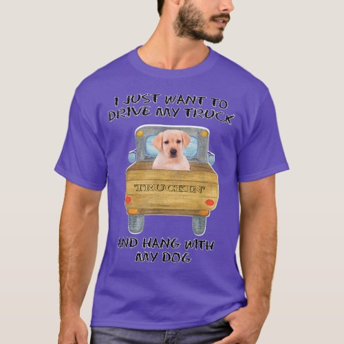 Truck Driving Dog Yellow Labrador  T_Shirt