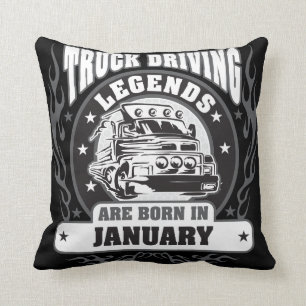 Truck Driving Legends Are Born In January Throw Pillow