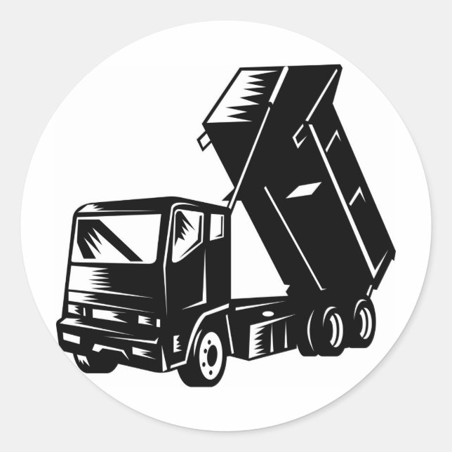 truck dump dumper tipper lorry classic round sticker (Front)