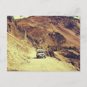Truck Exploring Arid Mountains Postcard