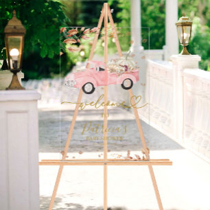 Truck Fall Girl Baby Shower Acrylic Welcome Sign