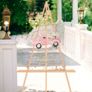 Truck Fall Girl Baby Shower Acrylic Welcome Sign