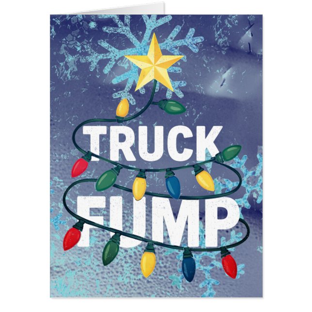 Truck Fump Minimal Art Xmas Lights And Star Card (Front)