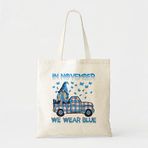 Truck Gnomes In November We Wear Blue Diabetes Awa Tote Bag