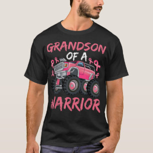 Truck Grandson Of A Warrior Breast Cancer Pink Rib T-Shirt