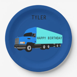 "TRUCK" Happy Birthday paper plates for kids.