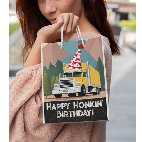 Truck Happy Birthday Party Funny Equipment Medium Gift Bag