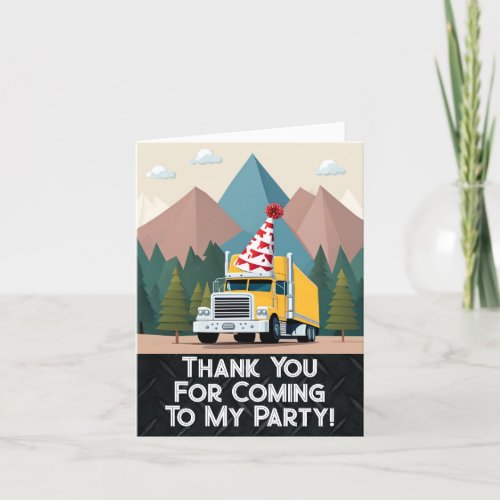 Truck Happy Birthday Party Funny Transport Thank You Card
