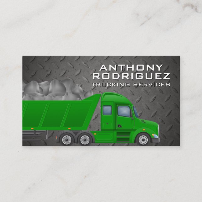 Truck Hauling Material | Steel Business Card (Front)