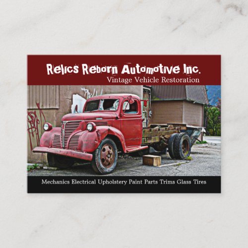 Truck in Back Alley Mechanics Repair Shop Business Cards