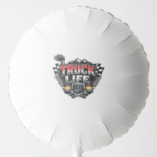 Truck Life Grunge Distressed Chrome Red Trucker Li Balloon