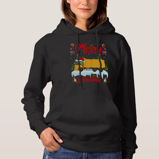 Truck   Lights Xmas Tree Santa Truck Christmas Hoodie (Front)