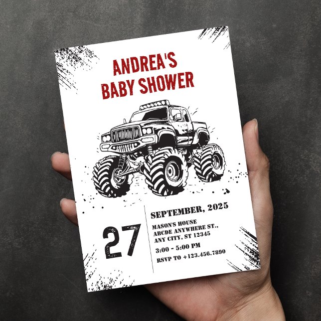 Truck monster road baby shower invitation (Creator Uploaded)